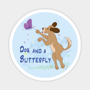 Dog and a Butterfly Magnet